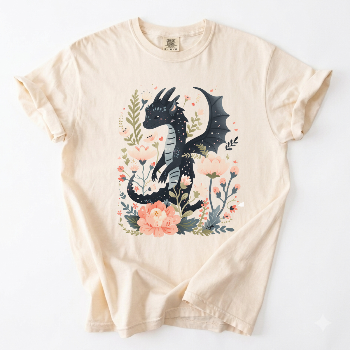 Enchanted Floral Dragon Graphic Tee | Foxfire & Fable - Ivory
