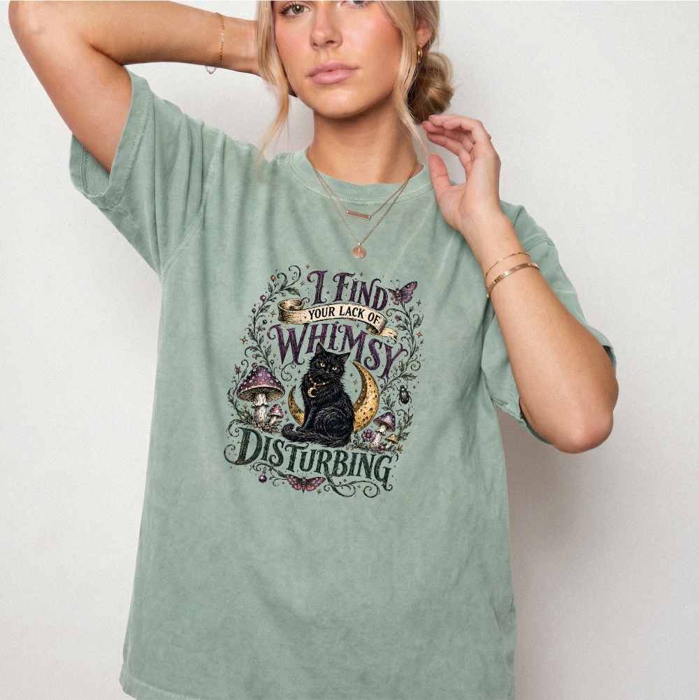 Lack of Whimsy Black Cat Vintage Graphic Tee | Foxfire & Fable