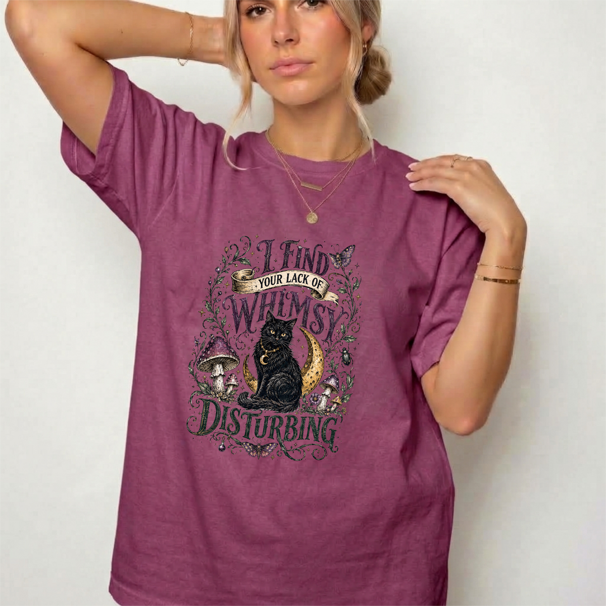 Lack of Whimsy Black Cat Vintage Graphic Tee | Foxfire & Fable