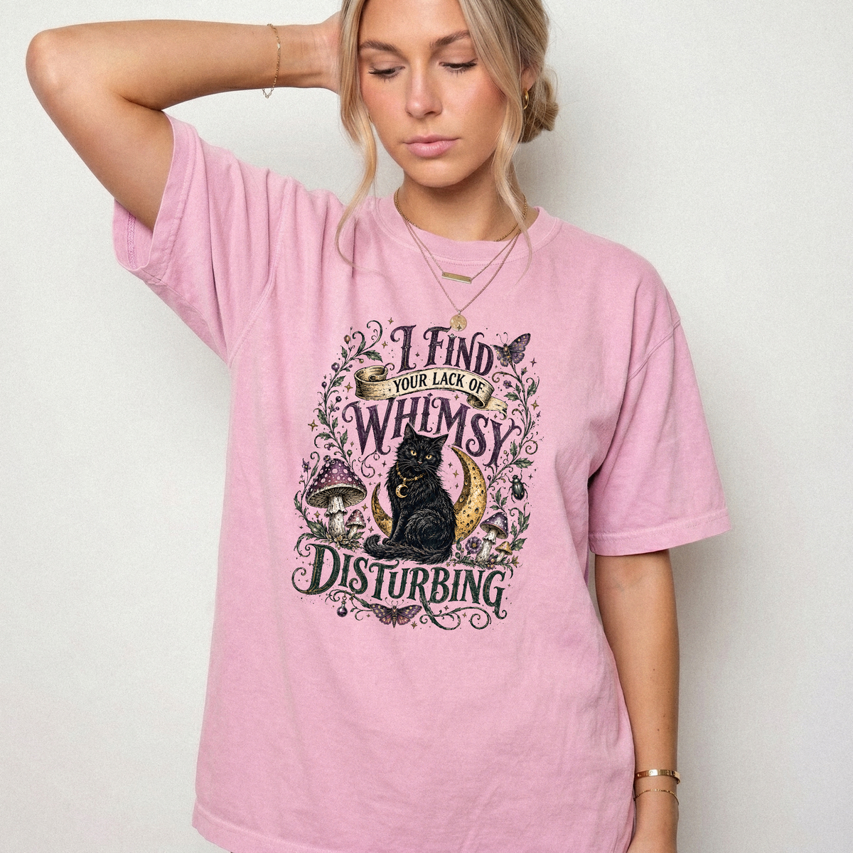 Lack of Whimsy Black Cat Vintage Graphic Tee | Foxfire & Fable