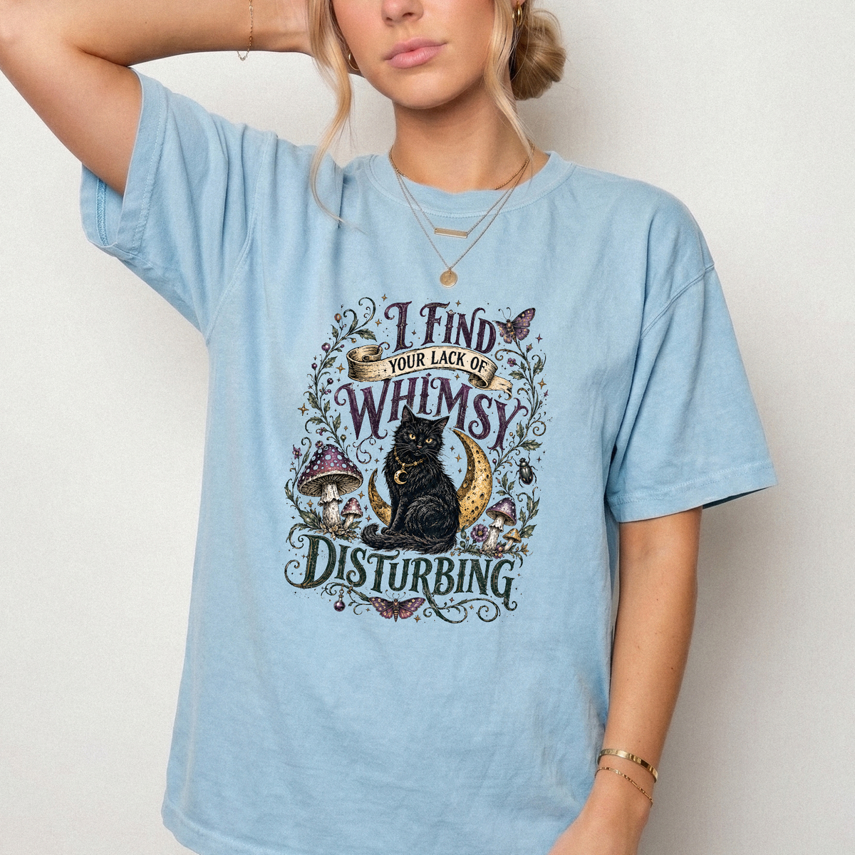 Lack of Whimsy Black Cat Vintage Graphic Tee | Foxfire & Fable