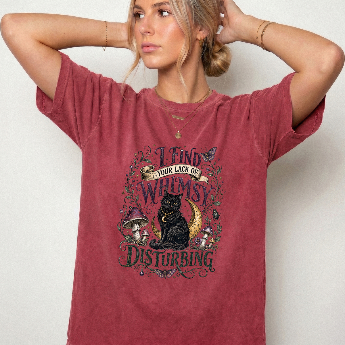 Lack of Whimsy Black Cat Vintage Graphic Tee | Foxfire & Fable