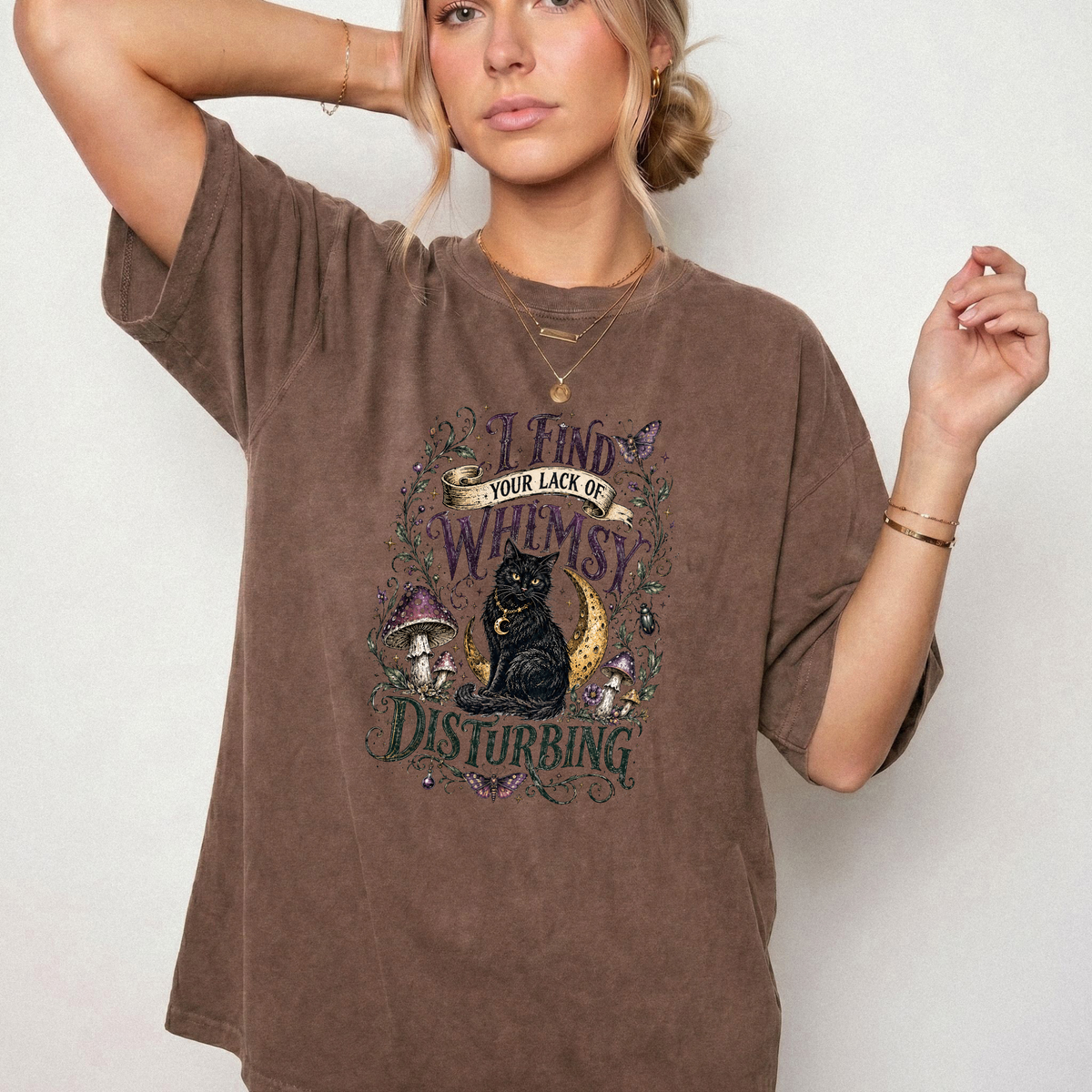 Lack of Whimsy Black Cat Vintage Graphic Tee | Foxfire & Fable