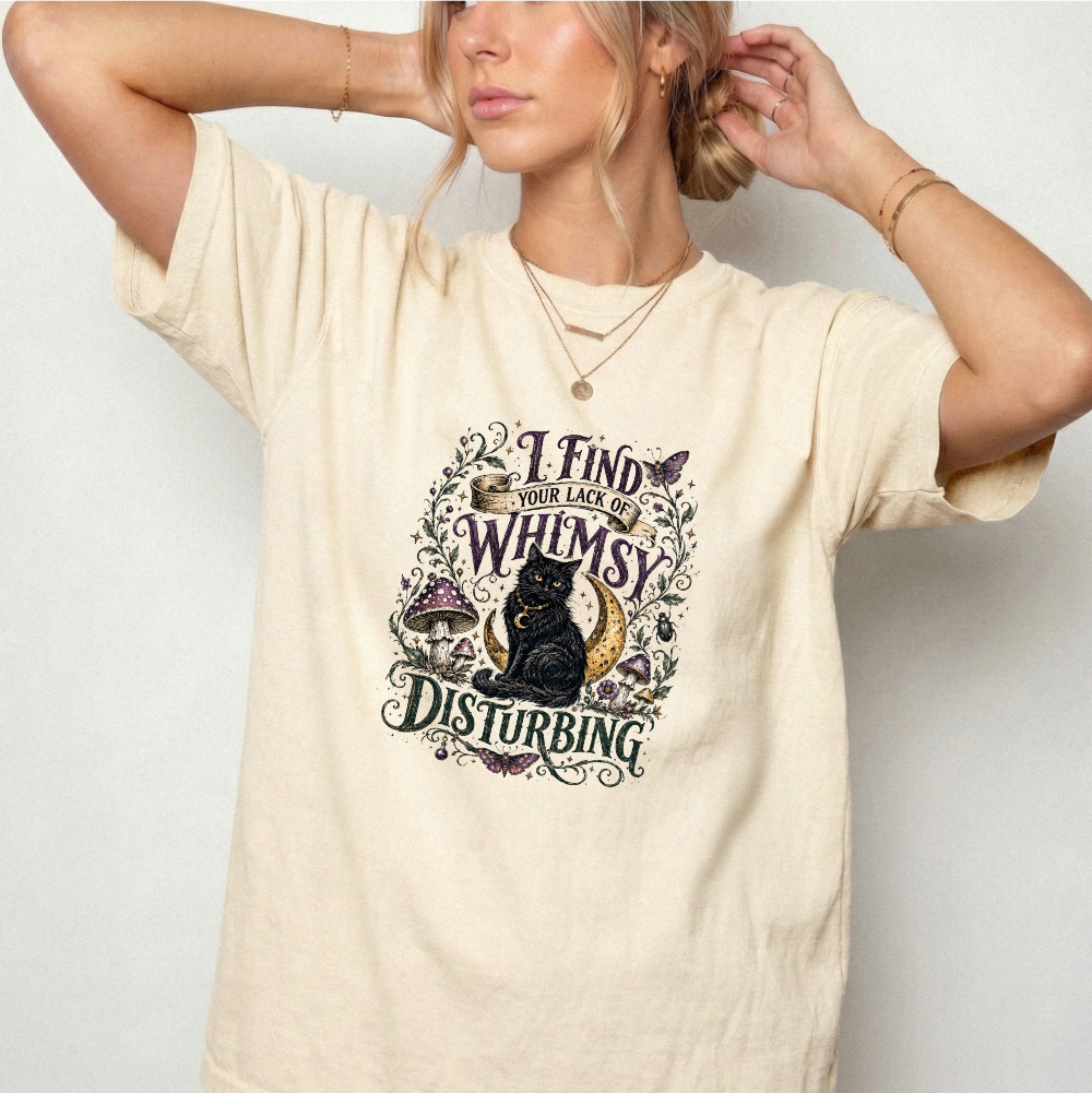 Lack of Whimsy Black Cat Vintage Graphic Tee | Foxfire & Fable