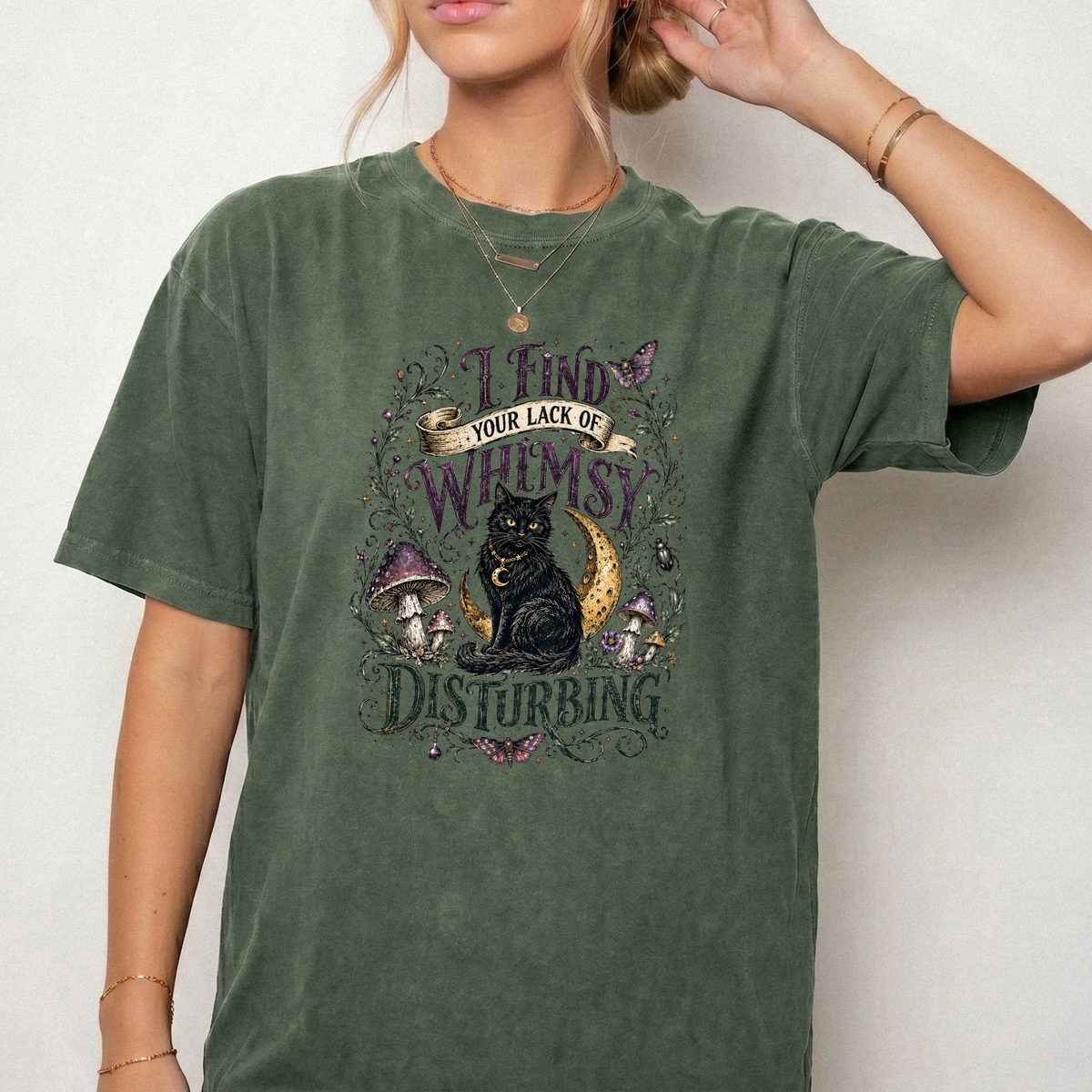 Lack of Whimsy Black Cat Vintage Graphic Tee | Foxfire & Fable