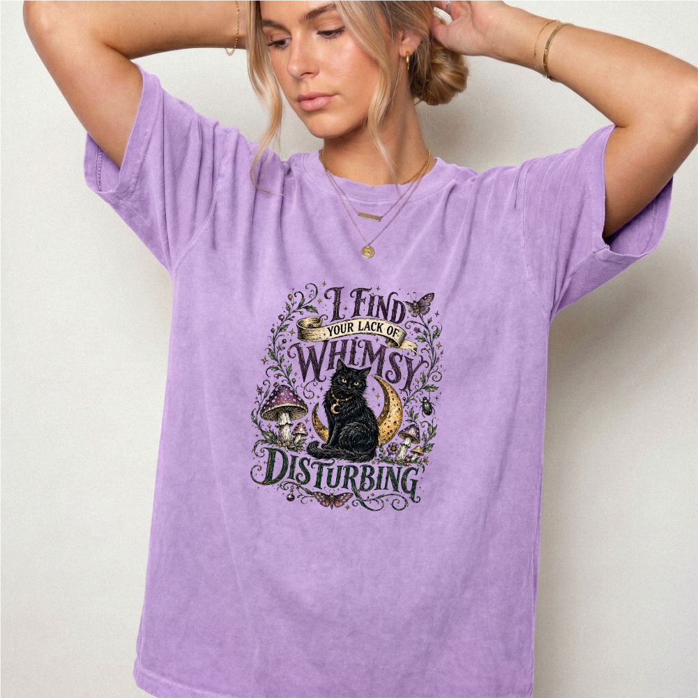 Lack of Whimsy Black Cat Vintage Graphic Tee | Foxfire & Fable