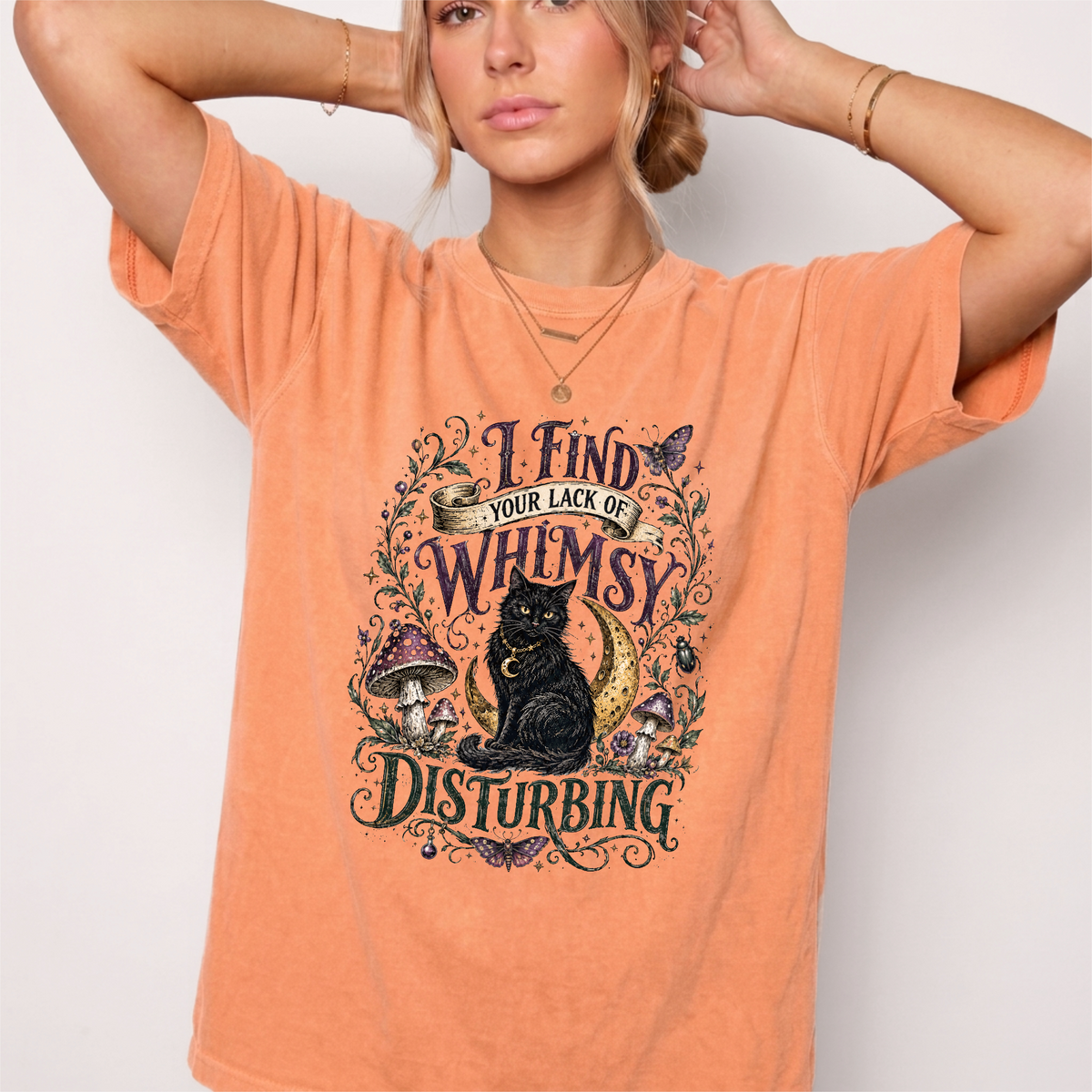 Lack of Whimsy Black Cat Vintage Graphic Tee | Foxfire & Fable