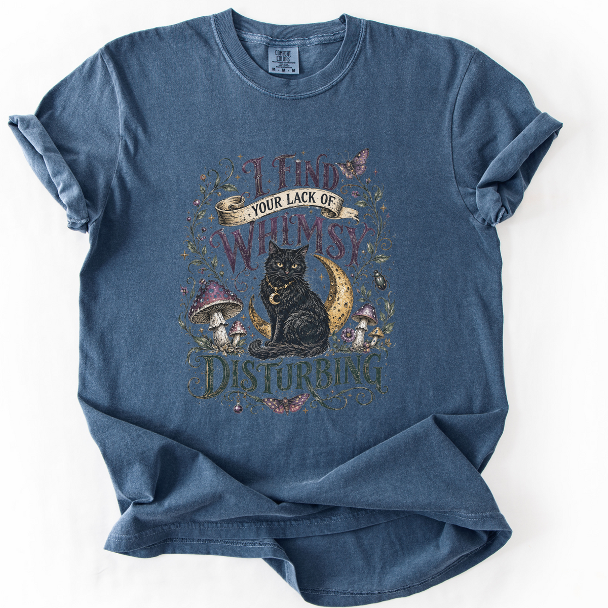 Lack of Whimsy Black Cat Vintage Graphic Tee | Foxfire & Fable - Denim