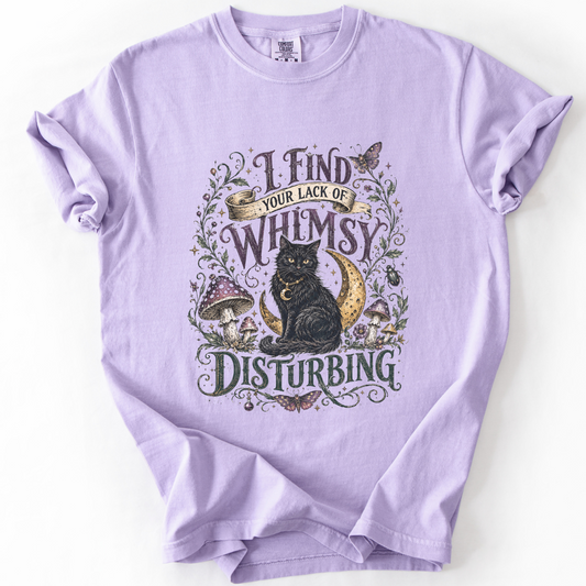 Lack of Whimsy Black Cat Vintage Graphic Tee | Foxfire & Fable - Orchid
