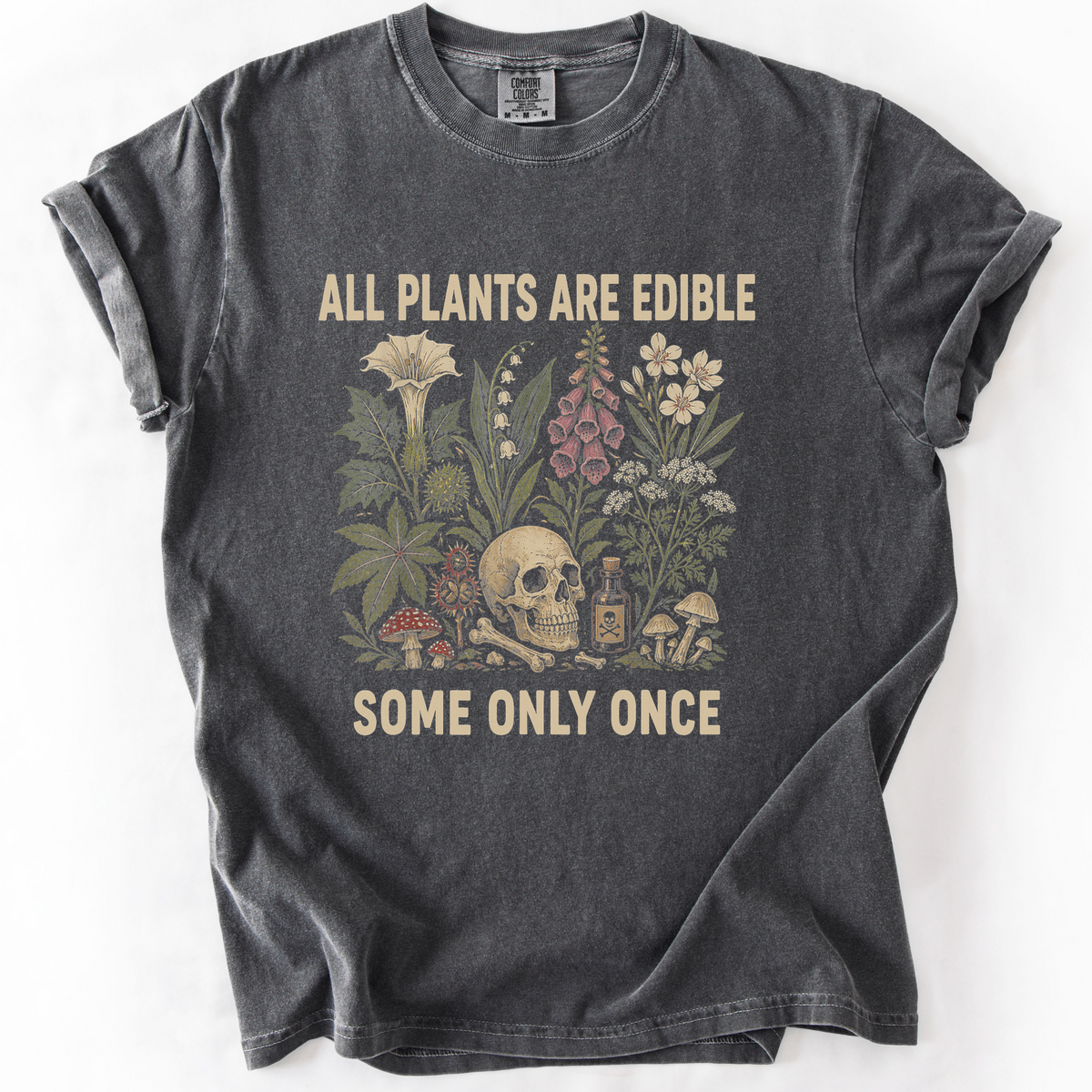 All Plants Are Edible Skull Botanical T-Shirt | Foxfire & Fable - Pepper