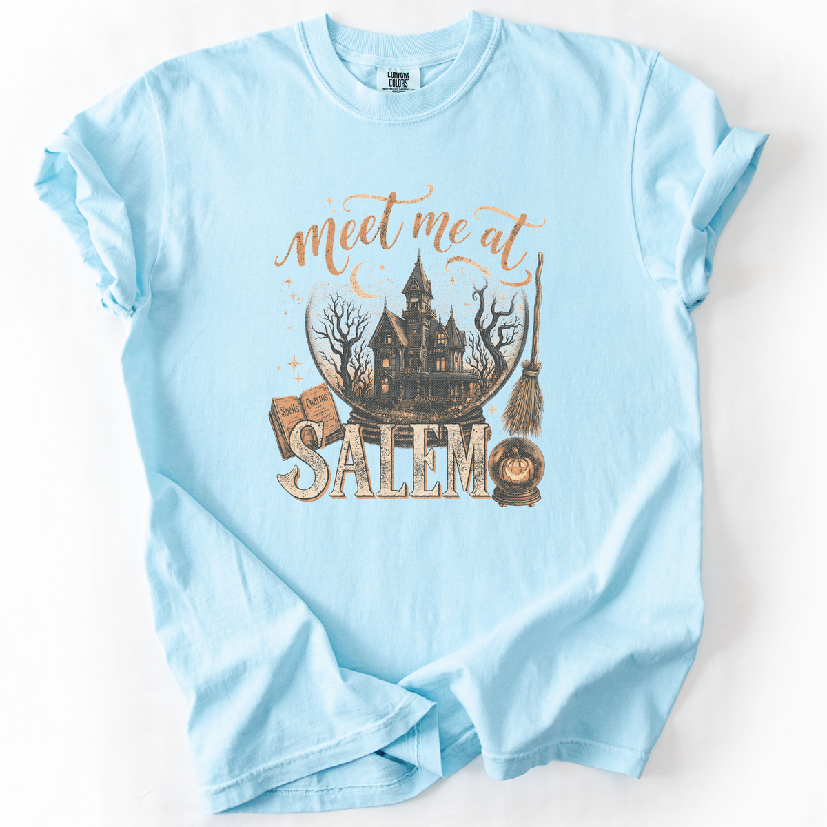 Meet Me at Salem Witchy Graphic Tee | Foxfire & Fable - Chambray