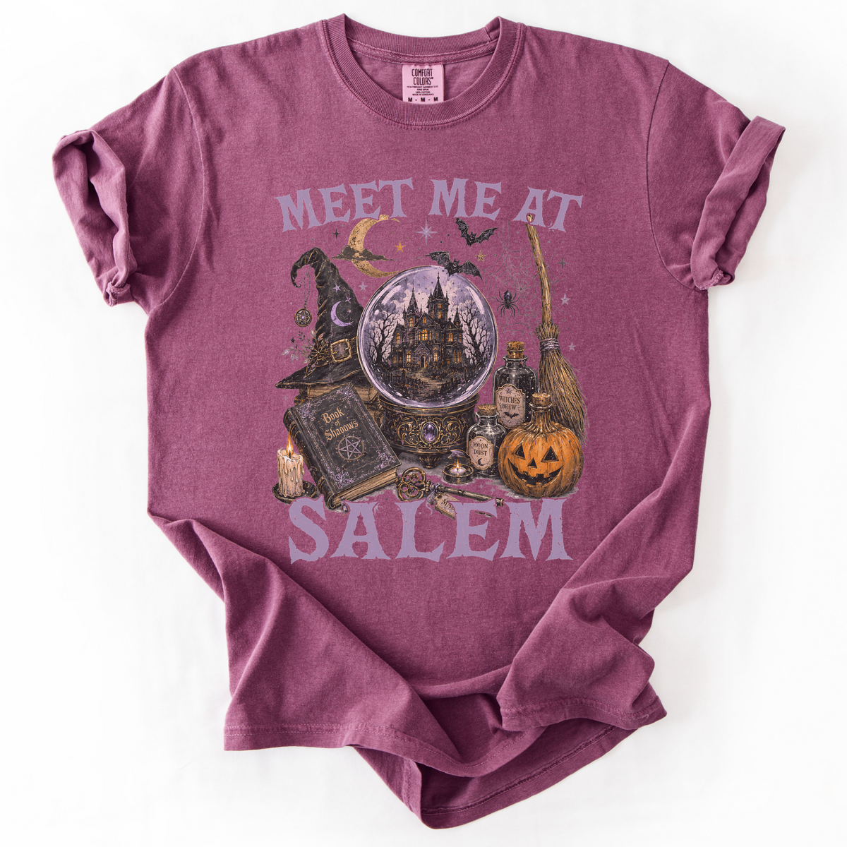 Meet Me At Salem Witchy Castle Graphic Tee | Foxfire & Fable - Berry