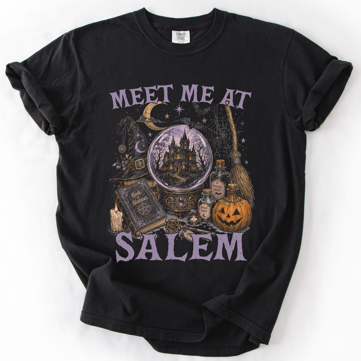 Meet Me At Salem Witchy Castle Graphic Tee | Foxfire & Fable - Black