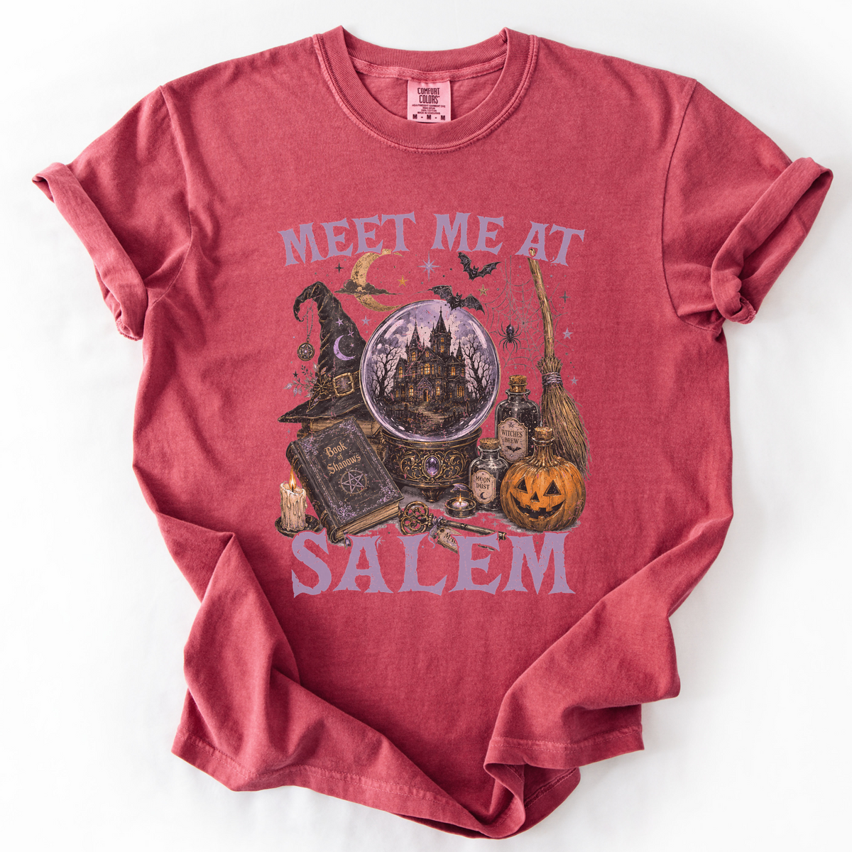 Meet Me At Salem Witchy Castle Graphic Tee | Foxfire & Fable - Crimson