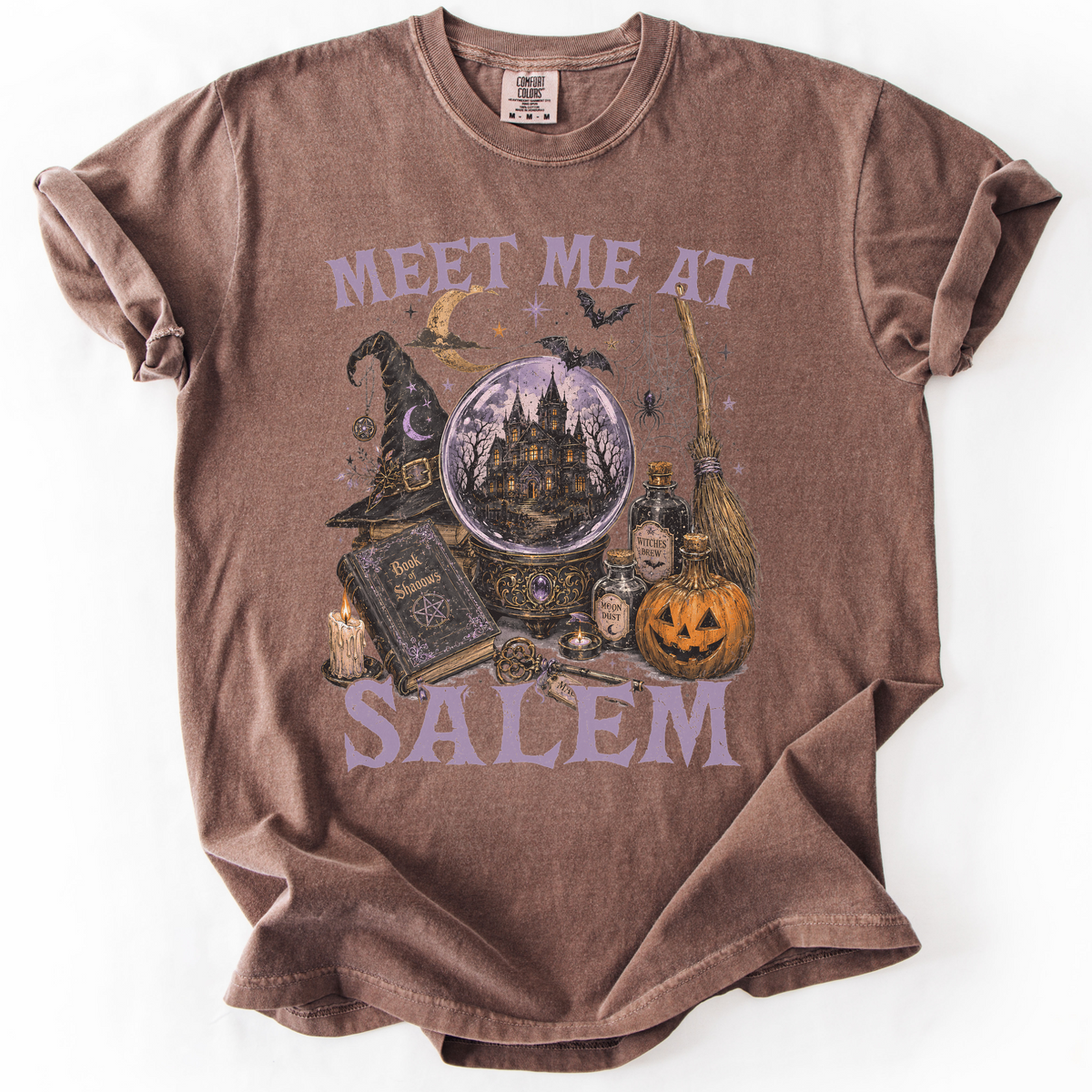 Meet Me At Salem Witchy Castle Graphic Tee | Foxfire & Fable - Expresso