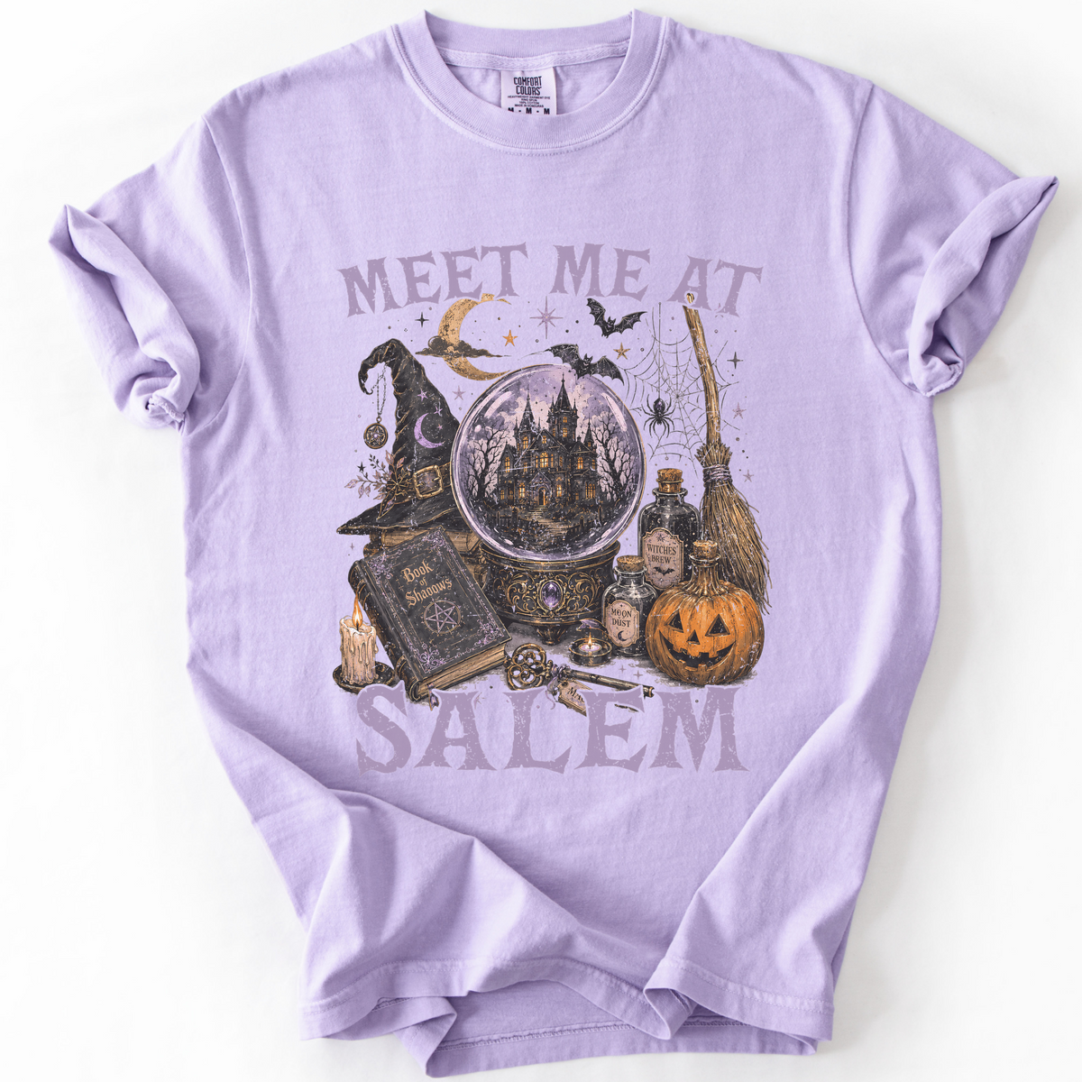 Meet Me At Salem Witchy Castle Graphic Tee | Foxfire & Fable - Orchid