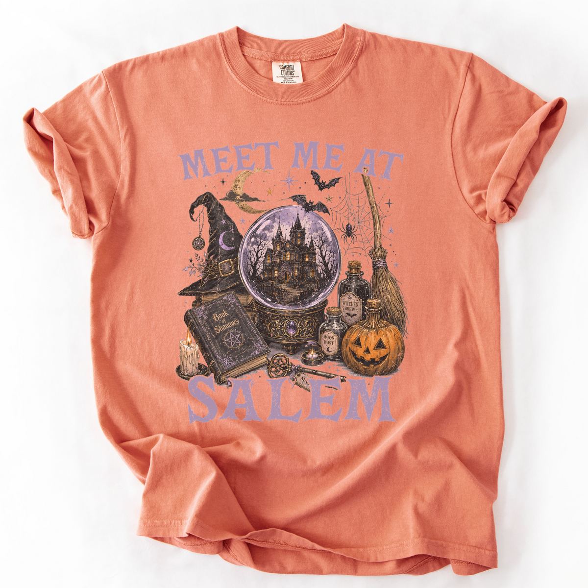 Meet Me At Salem Witchy Castle Graphic Tee | Foxfire & Fable - Terracotta