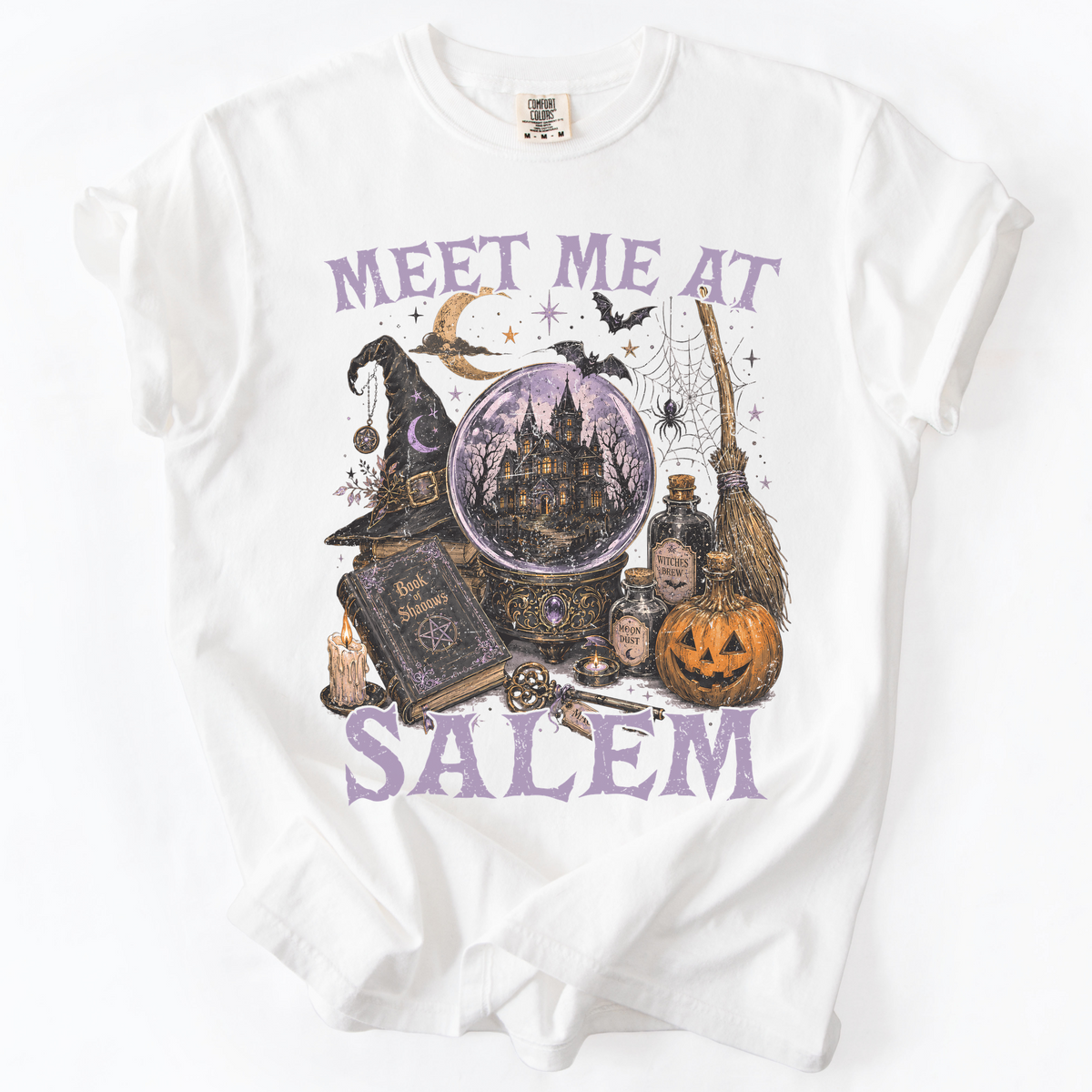Meet Me At Salem Witchy Castle Graphic Tee | Foxfire & Fable - White