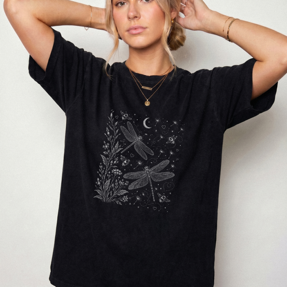 Celestial Dragon Botanical Graphic Tee | Foxfire & Fable