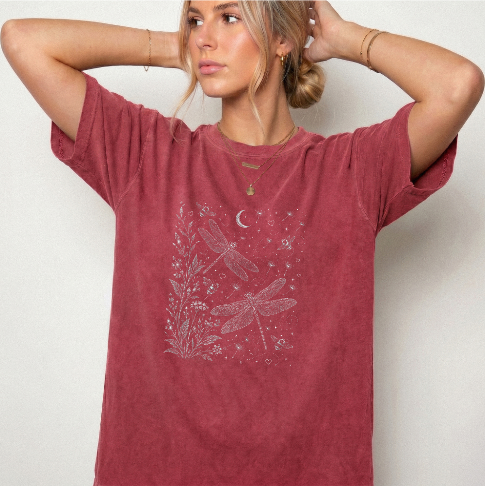 Celestial Dragon Botanical Graphic Tee | Foxfire & Fable