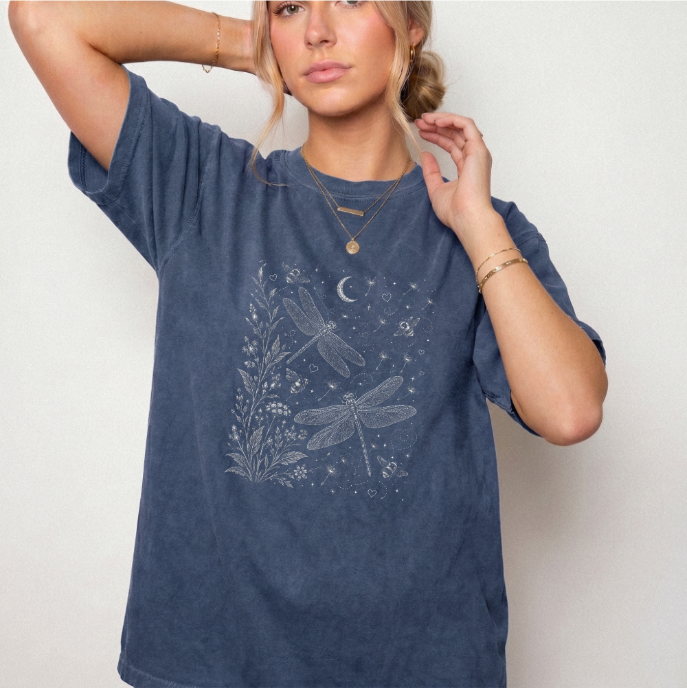 Celestial Dragon Botanical Graphic Tee | Foxfire & Fable