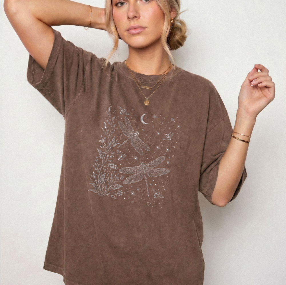 Celestial Dragon Botanical Graphic Tee | Foxfire & Fable