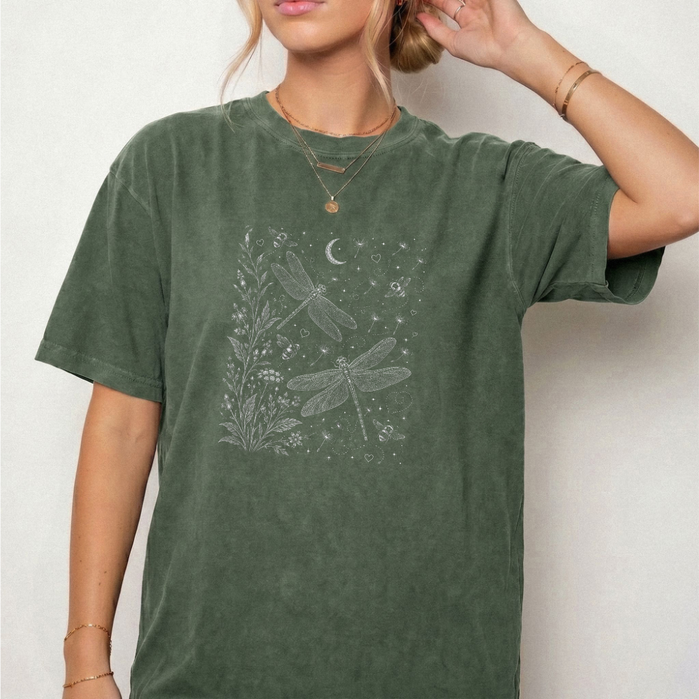 Celestial Dragon Botanical Graphic Tee | Foxfire & Fable