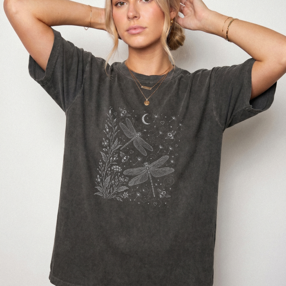 Celestial Dragon Botanical Graphic Tee | Foxfire & Fable