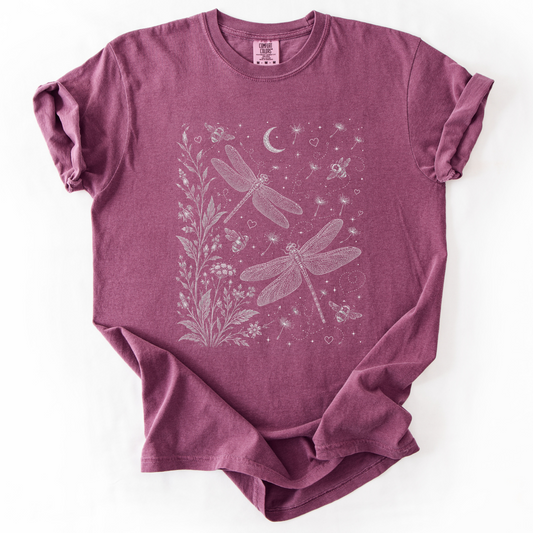 Celestial Dragon Botanical Graphic Tee | Foxfire & Fable - Berry