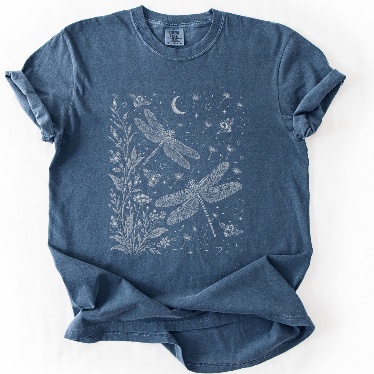Celestial Dragon Botanical Graphic Tee | Foxfire & Fable - Denim