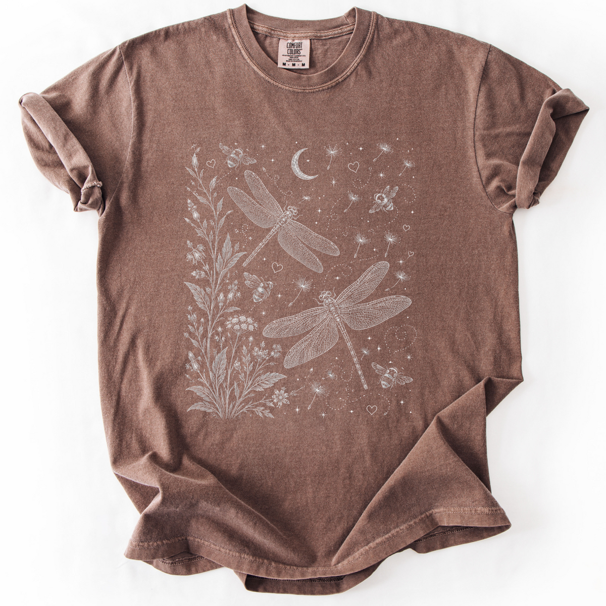Celestial Dragon Botanical Graphic Tee | Foxfire & Fable - Expresso