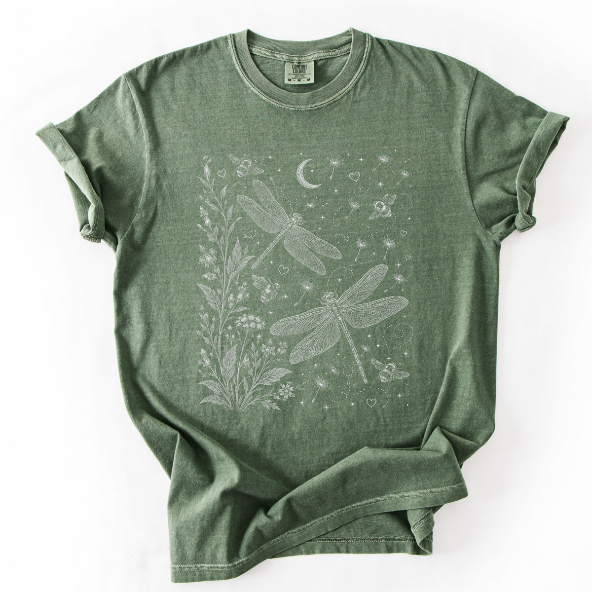 Celestial Dragon Botanical Graphic Tee | Foxfire & Fable - Moss