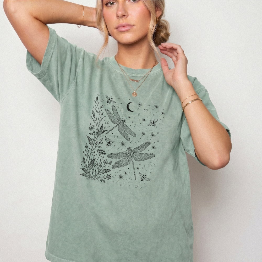 Celestial Dragonfly Garden Vintage Graphic Tee | Foxfire & Fable