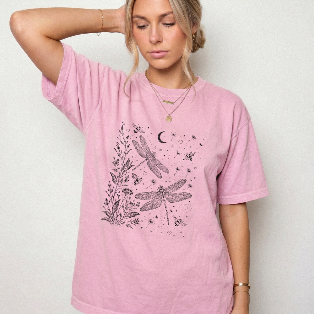 Celestial Dragonfly Garden Vintage Graphic Tee | Foxfire & Fable