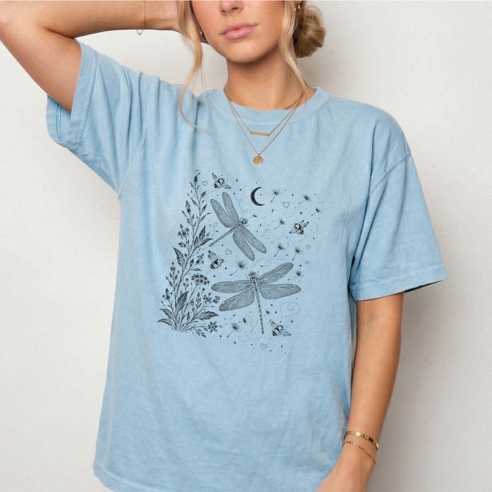 Celestial Dragonfly Garden Vintage Graphic Tee | Foxfire & Fable