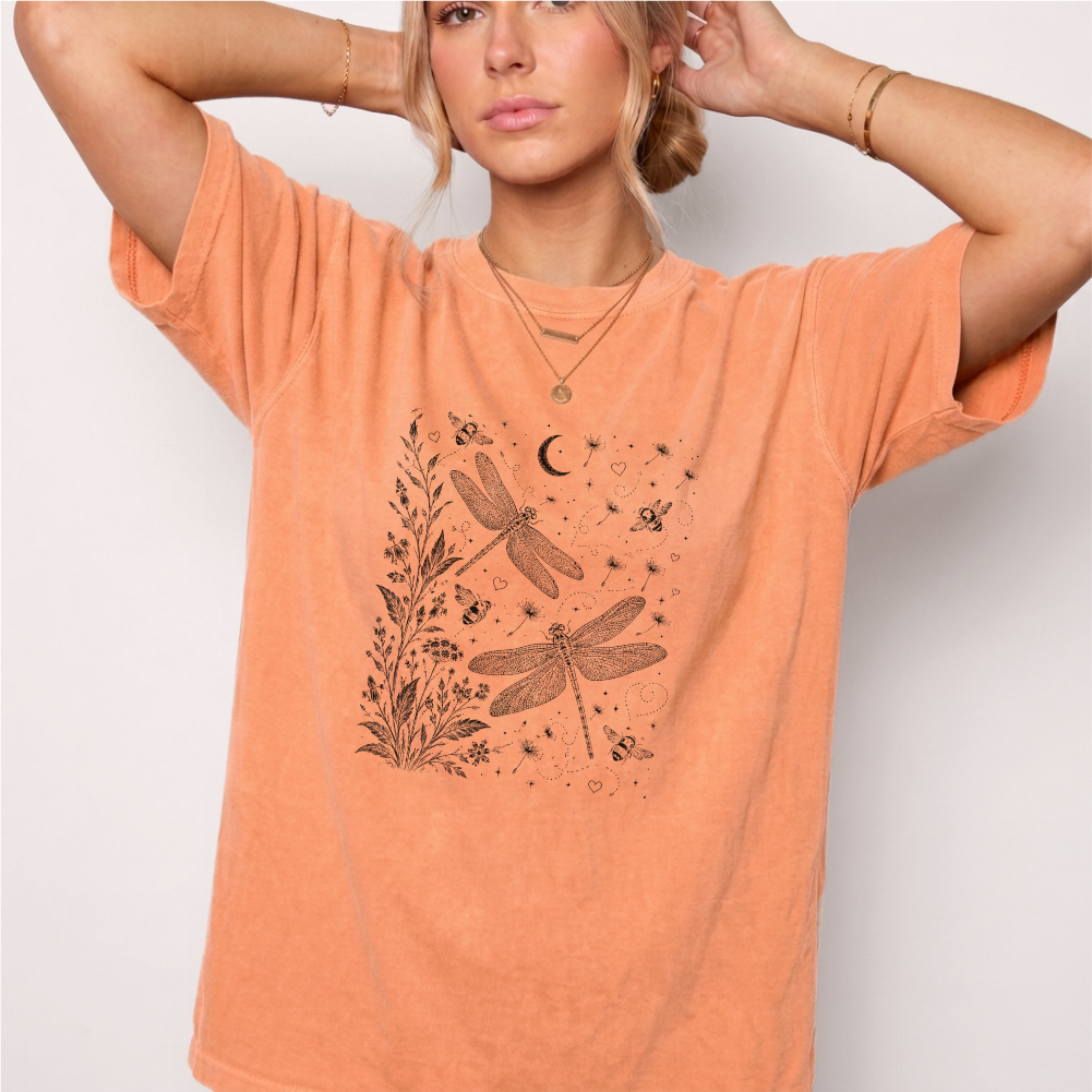 Celestial Dragonfly Garden Vintage Graphic Tee | Foxfire & Fable