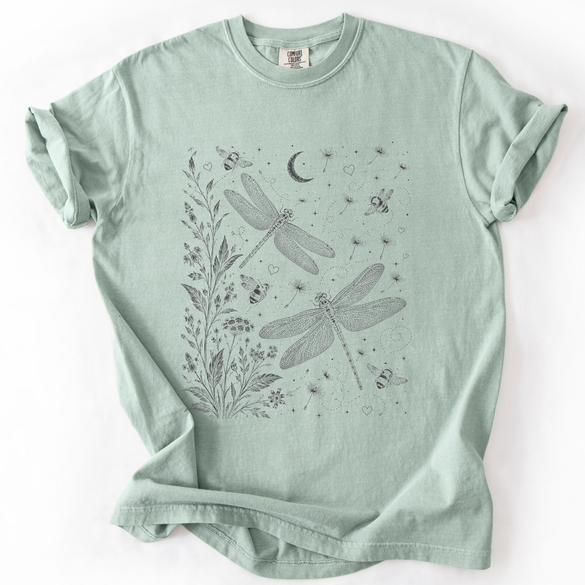 Celestial Dragonfly Garden Vintage Graphic Tee | Foxfire & Fable - Bay