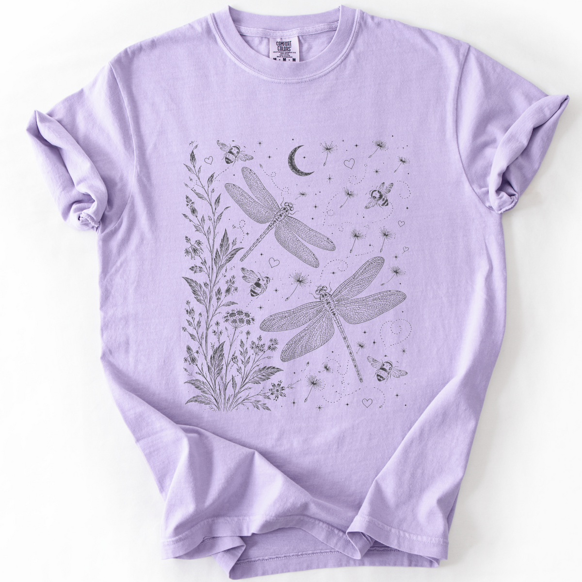 Celestial Dragonfly Garden Vintage Graphic Tee | Foxfire & Fable - Orchid