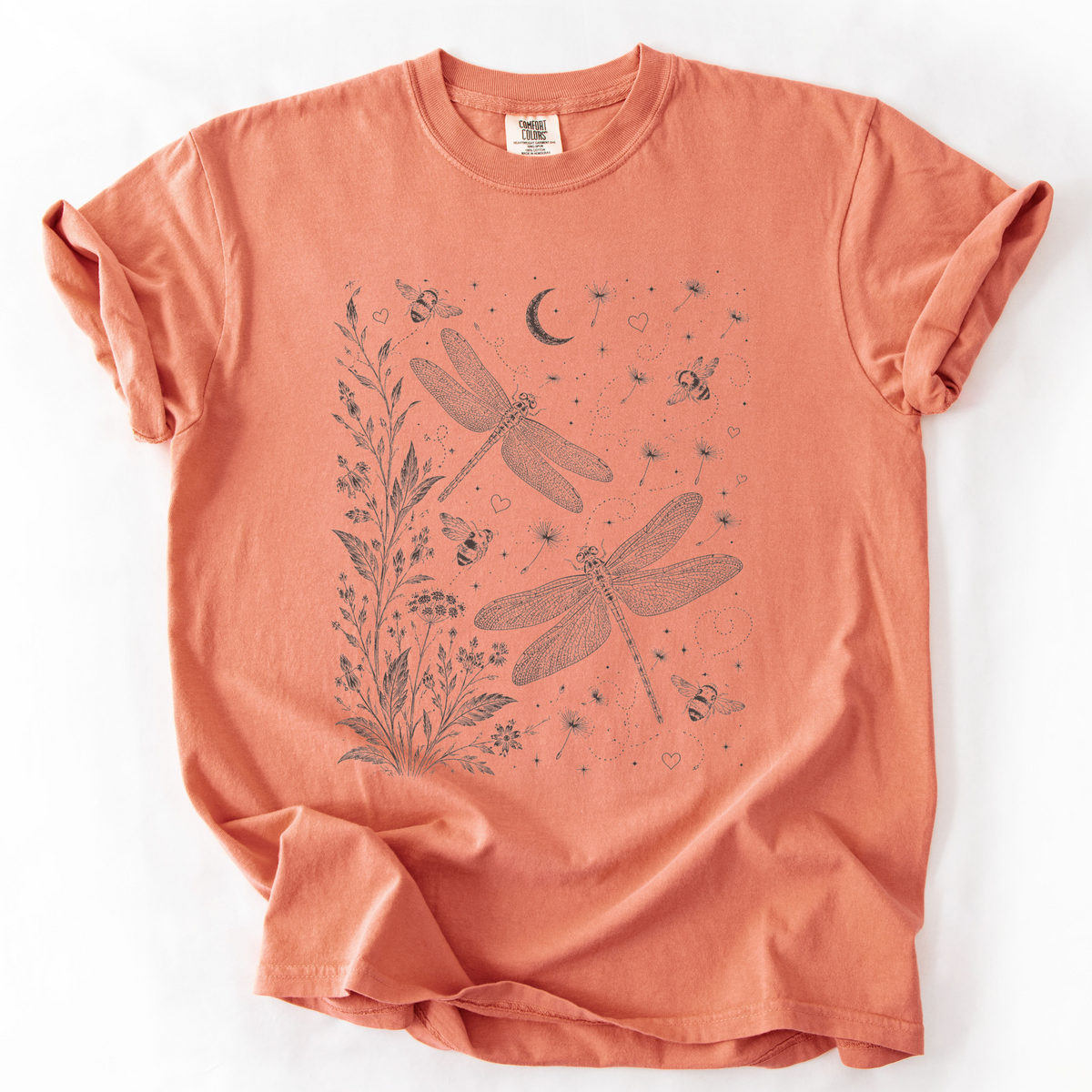 Celestial Dragonfly Garden Vintage Graphic Tee | Foxfire & Fable - Terracotta