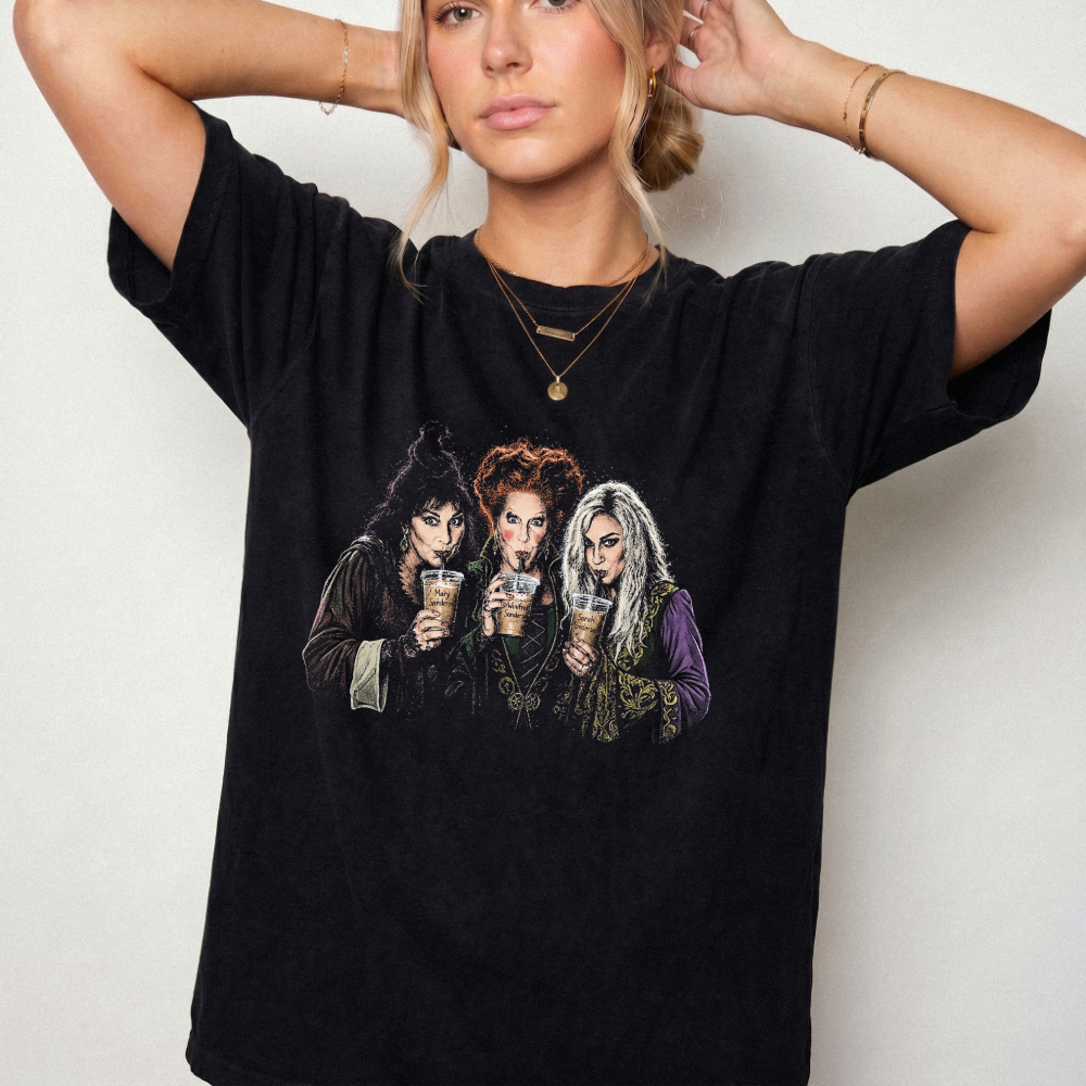 Sisters Iced Coffee Vintage Halloween Graphic Tee | Foxfire & Fable