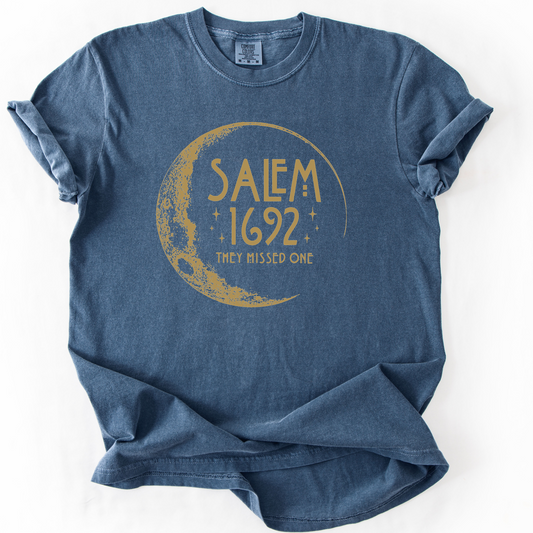 Salem 1692 They Missed One Witchy Moon Phase T-Shirt | Foxfire & Fable - Denim