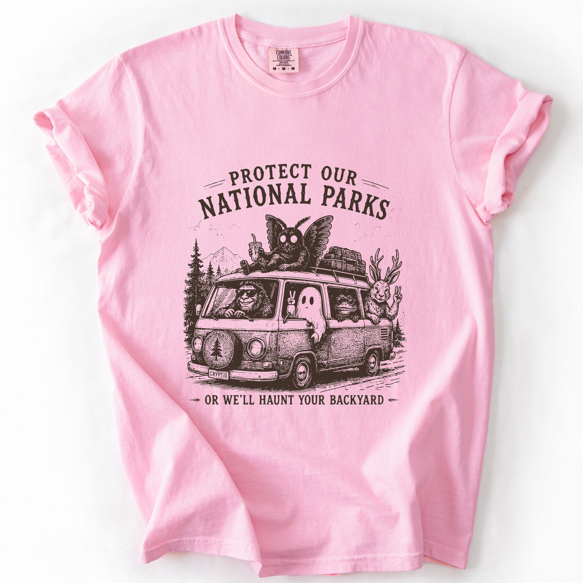 National Parks Cryptid Camping Graphic Tee | Foxfire & Fable - Blossom