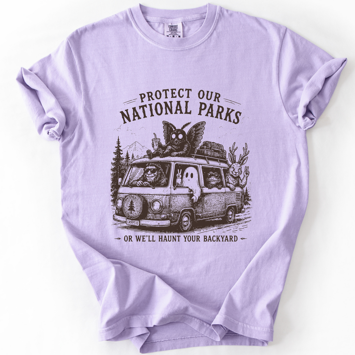 National Parks Cryptid Camping Graphic Tee | Foxfire & Fable - Orchid