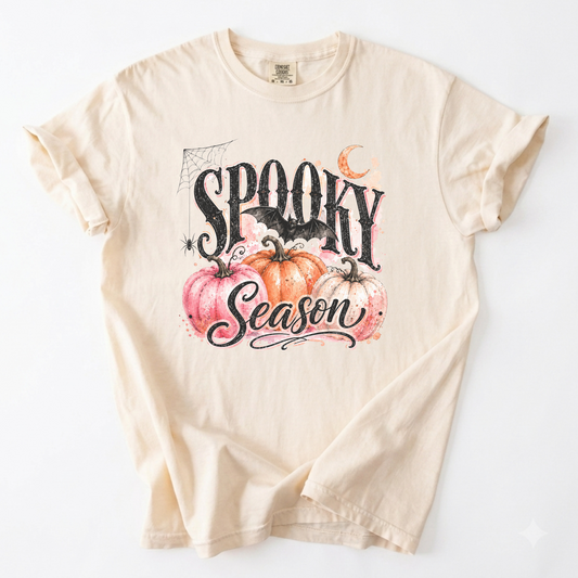 Spooky Season Pumpkin Bat Graphic Tee | Foxfire & Fable - Ivory