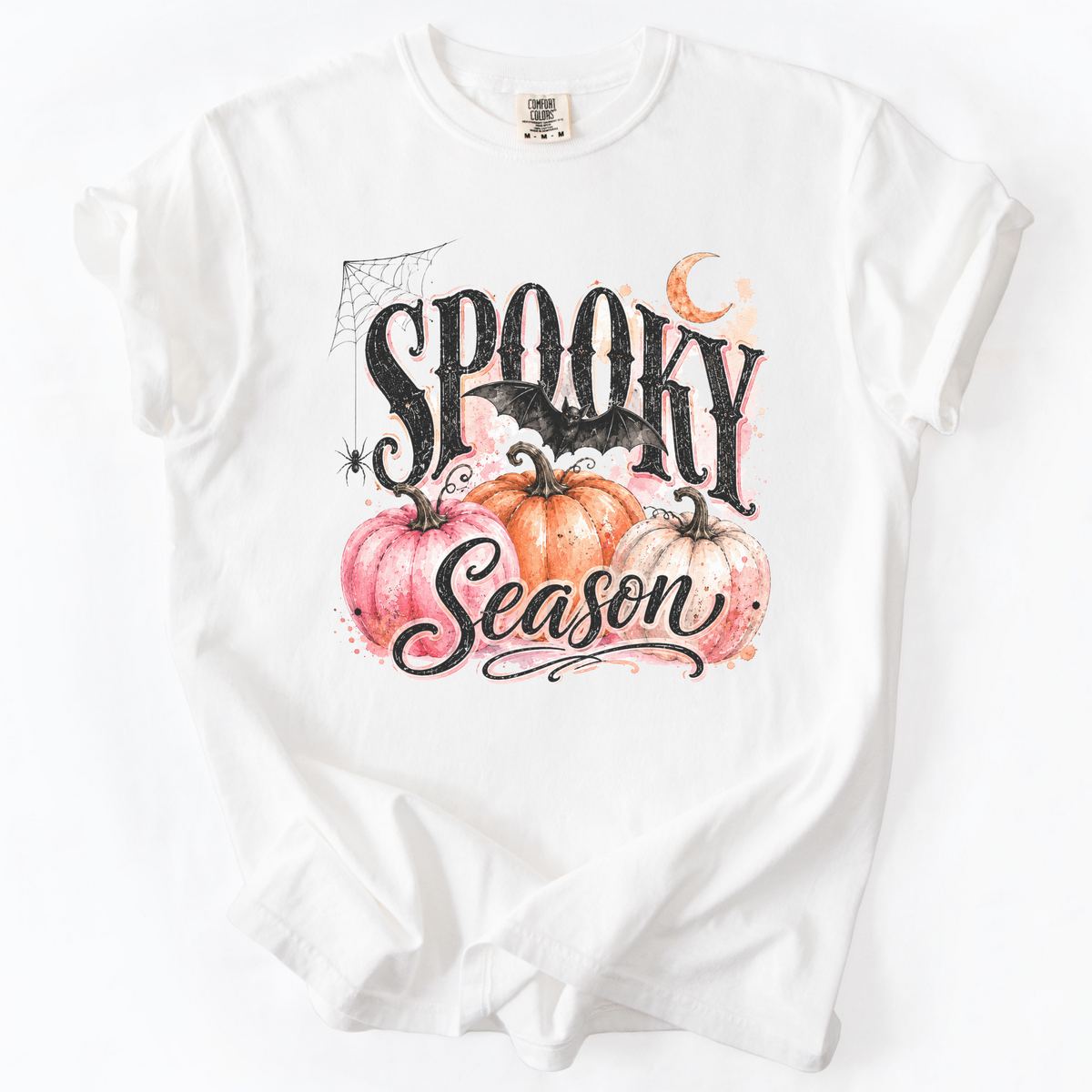 Spooky Season Pumpkin Bat Graphic Tee | Foxfire & Fable - White
