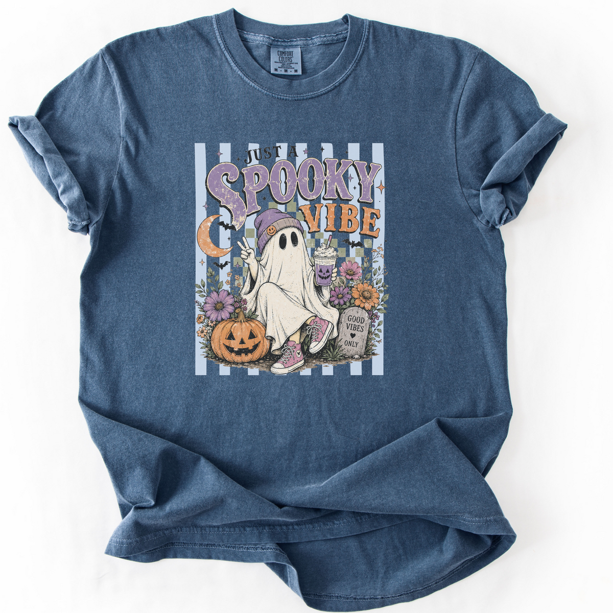 Spooky Vibe Ghost Graphic Tee | Foxfire & Fable - Denim