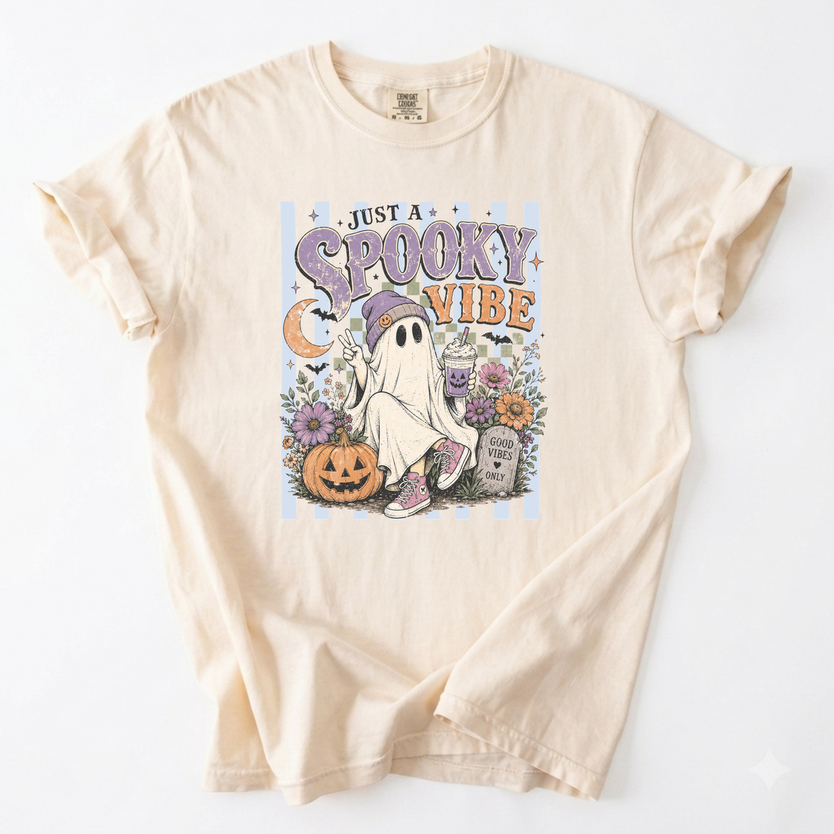 Spooky Vibe Ghost Graphic Tee | Foxfire & Fable - Ivory