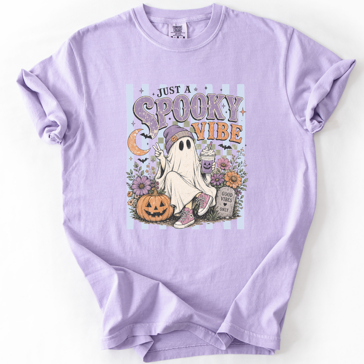 Spooky Vibe Ghost Graphic Tee | Foxfire & Fable - Orchid