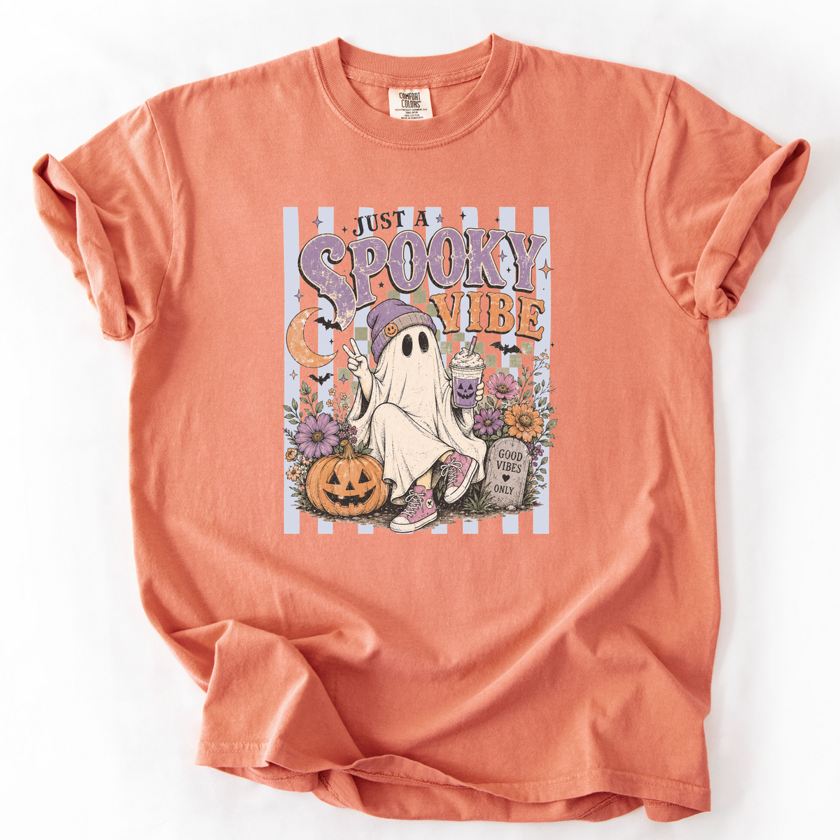 Spooky Vibe Ghost Graphic Tee | Foxfire & Fable - Terracotta