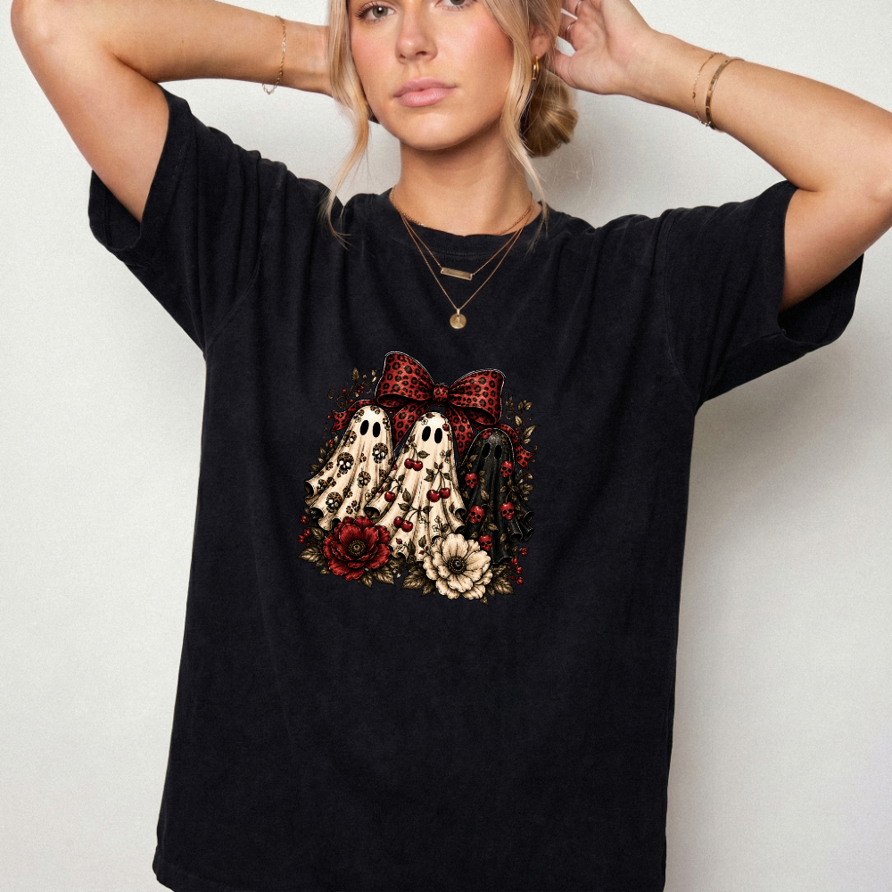 Spooky Ghost Bow Vintage Graphic Tee | Foxfire & Fable